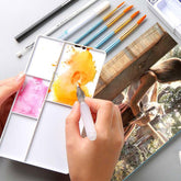 Superior 24 Colors Solid Watercolor Transparent Paints With Two Painting Brushes With Palette And Sponge In Box Set