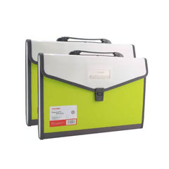 Tranbo Plastic Expanding Bag File Folder With 13 Section Pockets - Green
