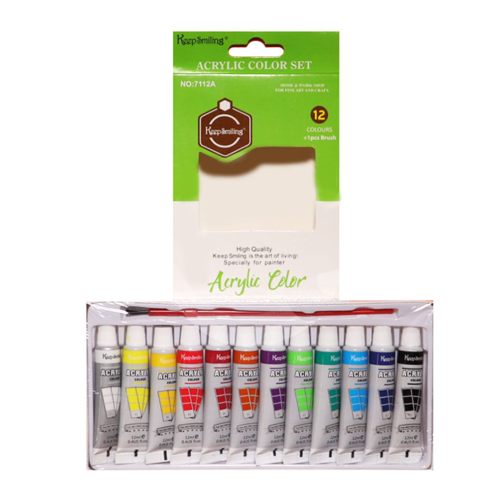 Keep Smiling Acrylic Colour Paints  12ml- Pack Of 12