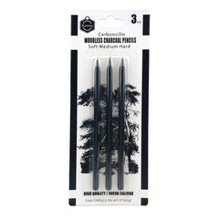 Keep Smiling - 3 pcs Woodless Charcoal Pencil Set (Black)