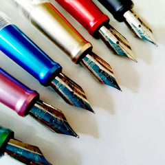 Transparent Body With Florescent Head Fountain Ink Pen - Multicolour