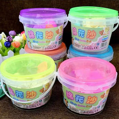 Bucket Of 200Grams Kinetic Play Magic Sand Pail With 3Pcs Molds Random Colour
