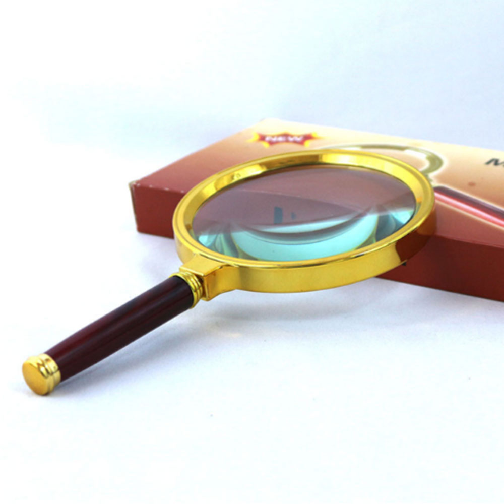 100Mm 10X Handheld Jewelry Magnifier Magnifying Glass Red Brown Handle