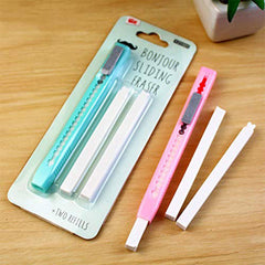Lovely Creative Utility Cutter Shape Slim Pushing Eraser With Two Refills Tombow Mono Zero