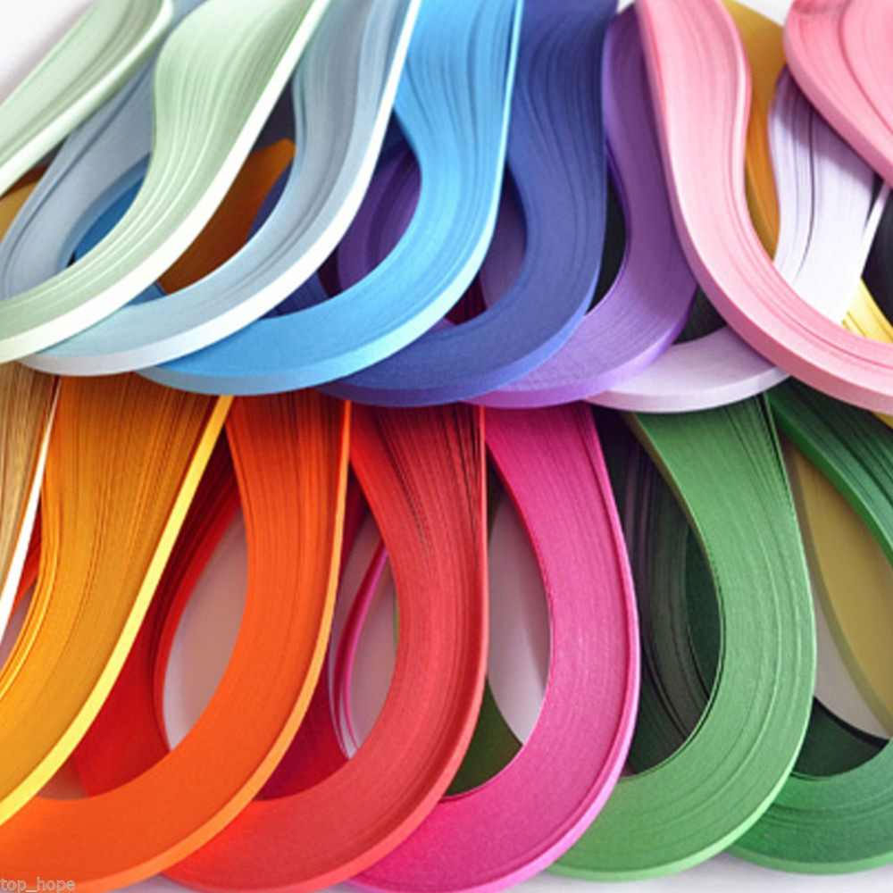 1000 Stripe Solid Color Quilling Paper - (5Mm Width 29Cm Length) 12 Colours
