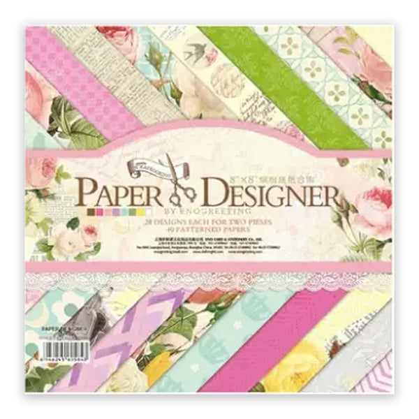 Design Dsm007, 8X8Inch 40Sheets Printed Patterns Scrapbook Paper Orig