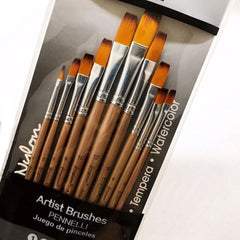 10Pcs Giorgione Short Handle Flat Brush Set