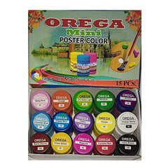Orega 15pcs Poster Color 15ml with Imported Paint Brush 12pcs Flat Head