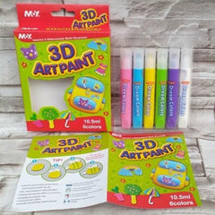 3D Art Paint For Kids 6 Colours X 10.5Ml In Each