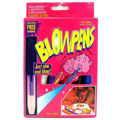 Pack Of 6 Non-Toxic Water Based Blow Pen Set With Stencils For Kids Diy Painting