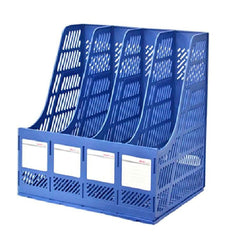 4 Portion Magazine File Documents Holder - Blue