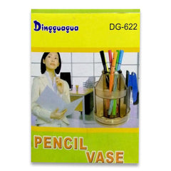 Rotating Pen Stand Revolving Pen Stand Brown Transparent Dg-622