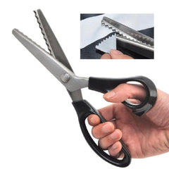 Black Plastic Handle Stainless Steel Zigzag Scissor - 9Inch