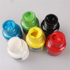 Fabric Paint Color 25Ml 6 Pcs With Colour Palette Brush And Wooden Sticks (Textile)