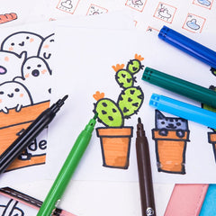 Deli Brand Colorun 24 Colours Felt Pen Felt Markers Bright Color Fiber_Bullet Tip 1.0Mm Washable Marker