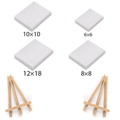 Canvas Set Of 4 With 2 Wooden Easel