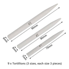 3 Pieces Set Charcoal Blending Stamp - White