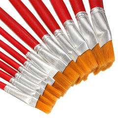 12 Pcs Flat Art Brush Set - Red