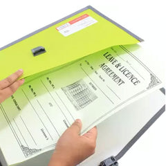 Tranbo Plastic Expanding Bag File Folder With 13 Section Pockets - Green