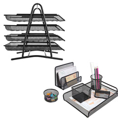 Pack Of 2 - Letter Tray 4 Story And 6 In 1 Desk Organizer Table Set