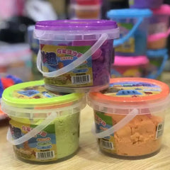 Bucket Of 200Grams Kinetic Play Magic Sand Pail With 3Pcs Molds Random Colour