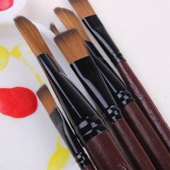 Nylon Hair 6Pcs Set Of Flat Head Oil Color, Watercolor & Acrylic Brush