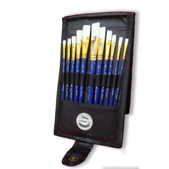 Epsilon Round 12 Pcs. Nylon Hair Artist Brush Set With Brush Wallet 555-Ws