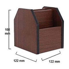 360 Degree Wooden Revolving Pen Stand Rotating Pen Stand, Stationery Holder, Desk Organizer And Mobile Holder- Brown