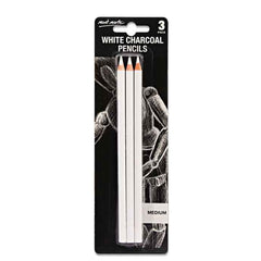 Pack Of 2 - 3 Pcs White Charcoal Pencils And Mont Marte 3 Pieces Set Woodless Charcoal Pencils