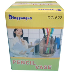 Rotating Pen Stand Revolving Pen Stand Brown Transparent Dg-622