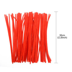 Pack of 50 - Red Pipe Cleaner velvet Sticks