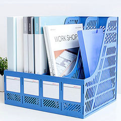 4 Portion Magazine File Documents Holder - Blue