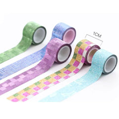 9Pcs/Set Adhesive Tape Lovely Mini Glitter Washi Tape Set
