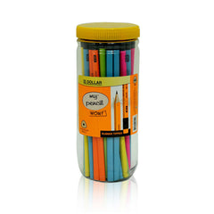 Pack Of 4 Pcs Set - 48 Pcs My Pencil Jar - 40 Pcs Erasers - 3 Pcs Ink Pen - 12 Pcs Oro Colours