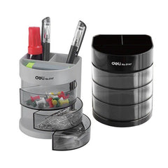 Pen Stand And Desk Organizer Plastic With 3 Drawers - 9147 - Black