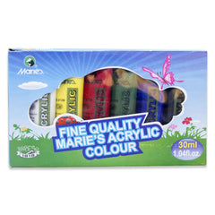 Maries Acrylic Paints - Pack Of 6 Assorted Colours 30ml in each tube - Acrylic Paints