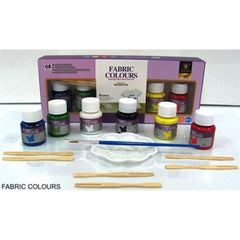 Fabric Paint Color 25Ml 6 Pcs With Colour Palette Brush And Wooden Sticks (Textile)