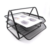 Letter Tray Metal - 2 Story - Black
