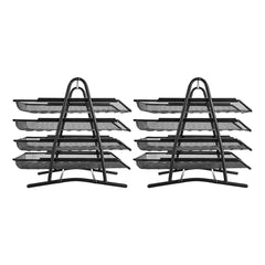 Pack Of 2 Metal 4 Tier Letter Tray - Black