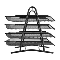 Heavy Duty Metal 4 Tier Letter Tray - Black