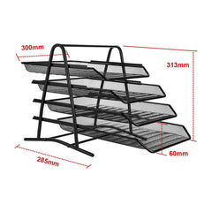 Pack Of 2 Metal 4 Tier Letter Tray - Black