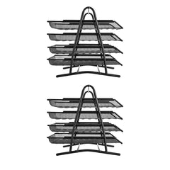 Pack Of 2 Metal 4 Tier Letter Tray - Black