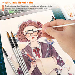 Keep Smiling A6075R 12Pcs Drawing Paint Brush Set Wooden Pointed Tip Round