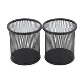 Pack Of 2 - Pen Stand And Stationery Holder Metal Mesh - Black