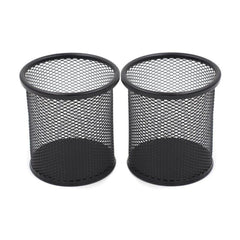 Pack Of 2 - Pen Stand And Stationery Holder Metal Mesh - Black