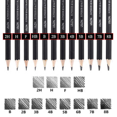 Professional Sketch And Drawing Pencils Set,Art Pencil 12-Count (8B-2H)