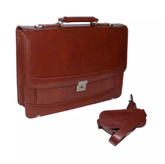 Briefcase Laptop Bag Folder Accessories Leatherette With Number Lock For Office and Travel - Brown