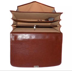 Briefcase Laptop Bag Folder Accessories Leatherette With Number Lock For Office and Travel - Brown