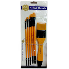 Keep Smiling 6pcs Artist Brush Set (Multi Shapes)