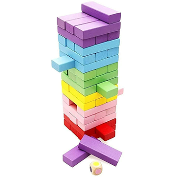 Tower Game/Wooden Blocks (Multicolor) 54 Pcs